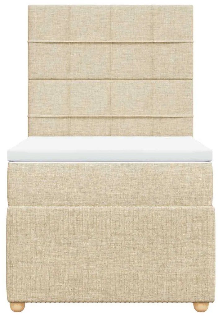 vidaXL Κρεβάτι Boxspring με Στρώμα Κρεμ 90x190 εκ.Υφασμάτινο