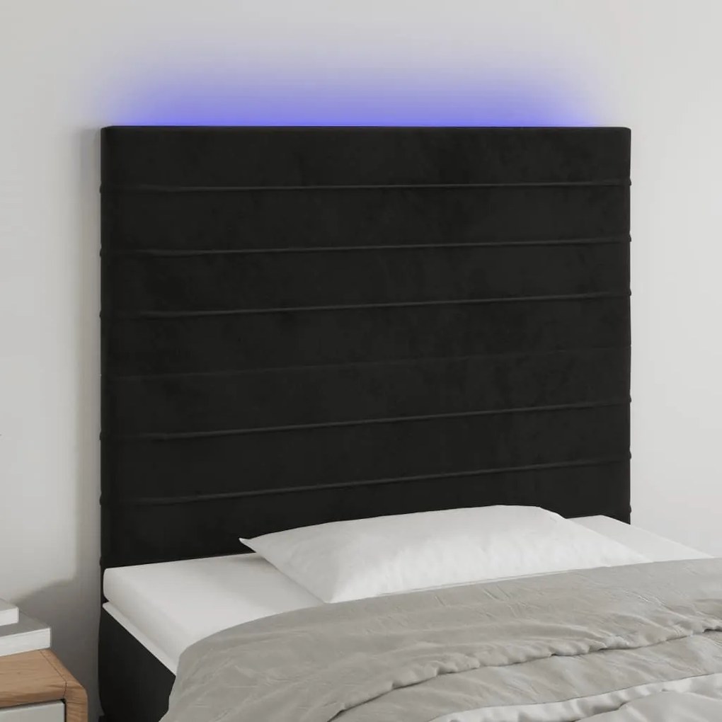 Κεφαλάρι Κρεβατιού LED Μαύρο 100x5x118/128 εκ. Βελούδινο 3122608