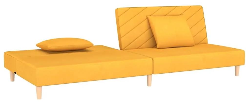 Καναπές Κρεβάτι Διθέσιος Κίτρινος Υφασμάτινος με Δύο Μαξιλάρια - Κίτρινο