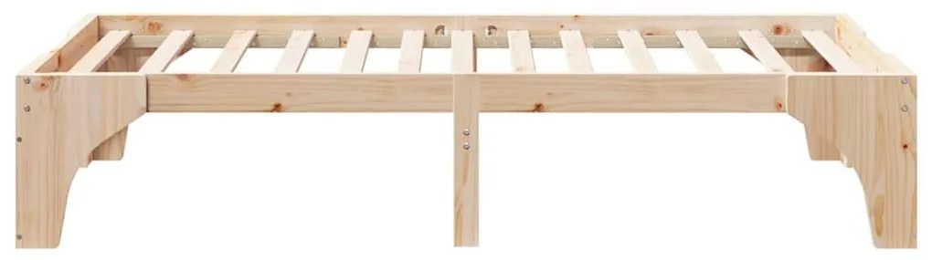 vidaXL Κρεβάτι δαπέδου Καφέ 100 x 200 cm Μασίφ ξύλο πεύκου