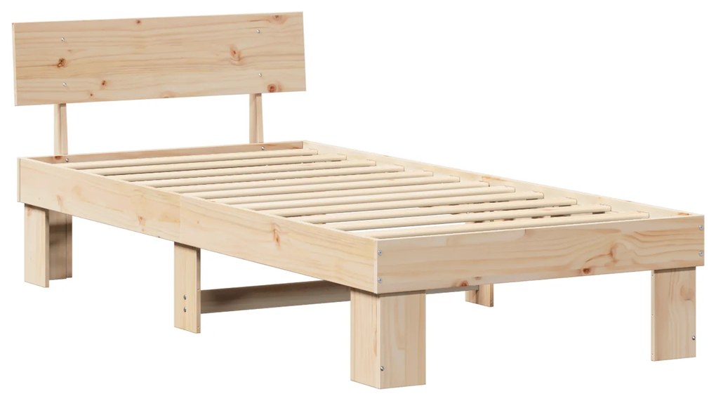 vidaXL Σκελετός Κρεβατιού Καφέ 90 x 190 cm Συμπαγές ξύλο πεύκου
