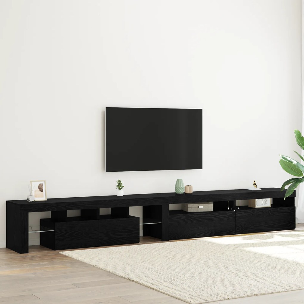 vidaXL TV Cabinets 3 τμχ με Φώτα LED Μαύρη Δρυός Επεξεργασμένο Ξύλο