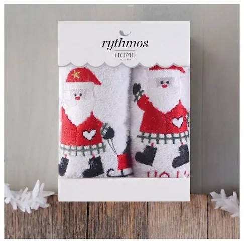 ΣΕΤ ΠΕΤΣΕΤΕΣ ΧΕΡΙΩΝ 2 ΤΜΧ ΚΟΥΤΙ RYTHMOS CHRISTMAS TERRY GIFT SET (1) ΑΓΙΟΣ ΒΑΣΙΛΗΣ 2(30X50) ΛΕΥΚΟ-ΛΕΥΚΟ