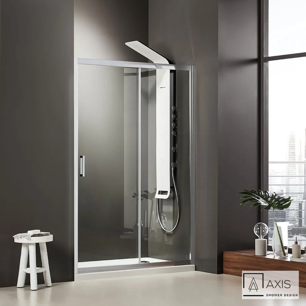 Πόρτα Ντουζιέρας 110xH185cm Κρύσταλλο 6 χιλ. Clean Glass 1 Σταθερό &amp; 1 Συρόμενο Φύλλο Axis Slider 1+1 SLX110C-100