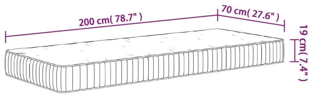 Στρώμα με Pocket Springs Μεσαία Σκληρότητα 70x200 εκ. - Λευκό