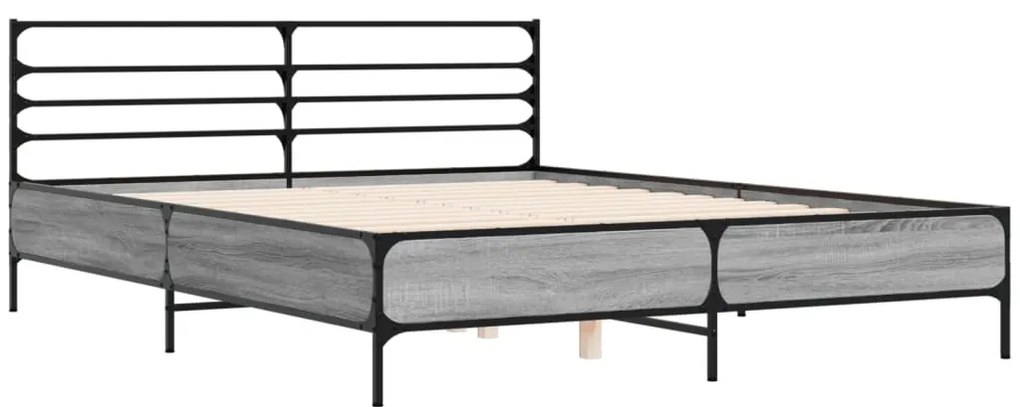 vidaXL Πλαίσιο Κρεβατιού Γκρι Sonoma 160x200 εκ. Επεξ. Ξύλο &amp; Μέταλλο