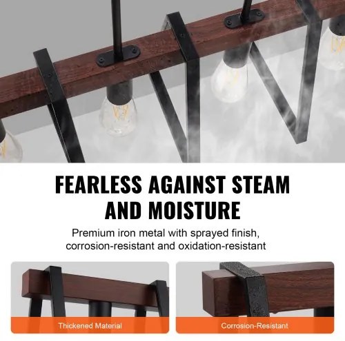 VEVOR 4-Light Kitchen Island Pendant Lights 60W Adjustable Dining Room Light E27