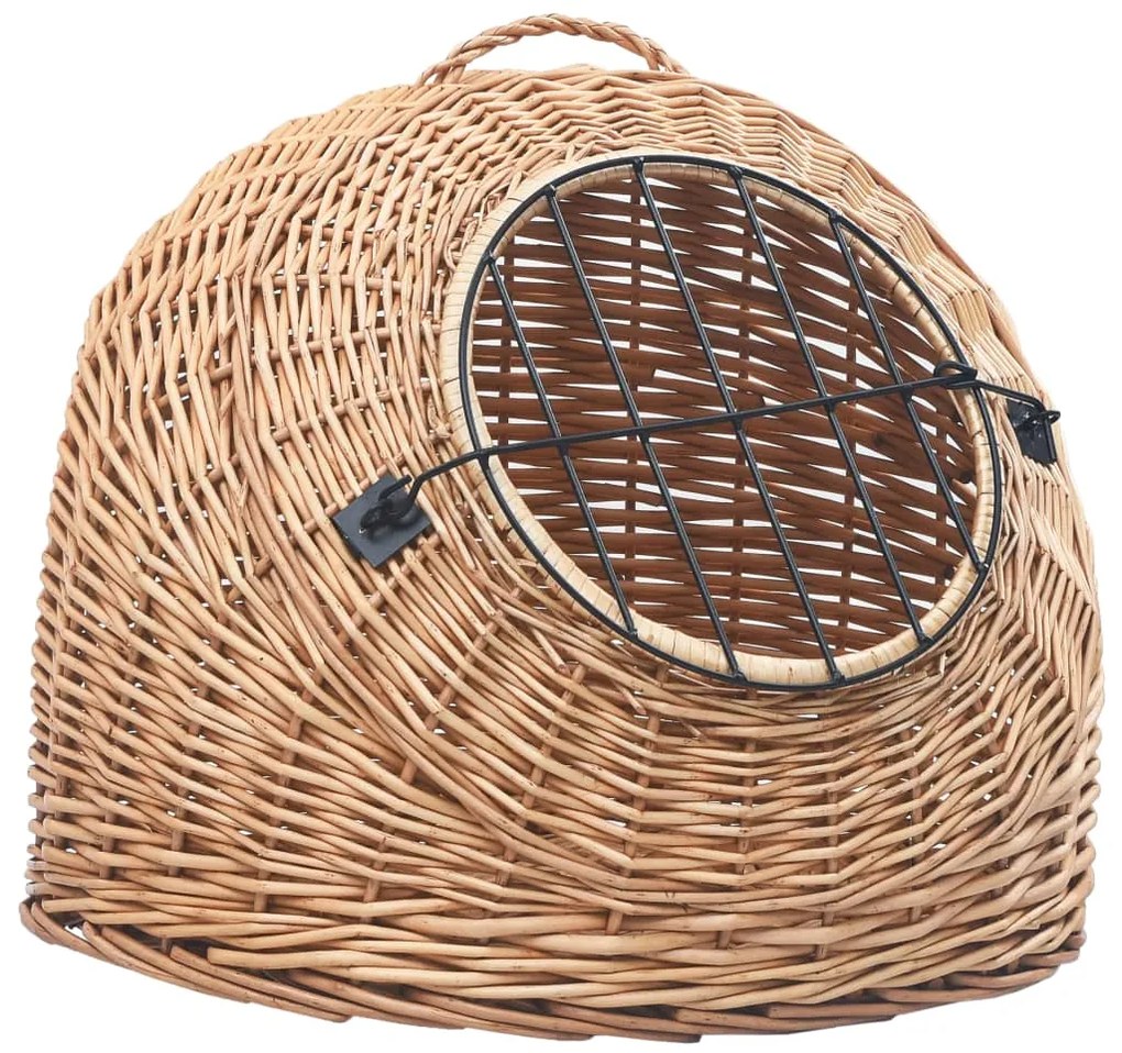 vidaXL Καλάθι Μεταφοράς Γάτας 60 x 45 x 45 εκ. από Φυσικό Ξύλο Ιτιάς