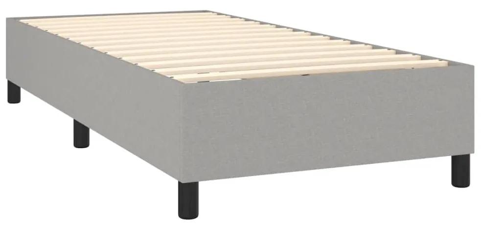 Κρεβάτι Boxspring με Στρώμα Ανοιχτό Γκρι 90x190 εκ. Υφασμάτινο - Γκρι