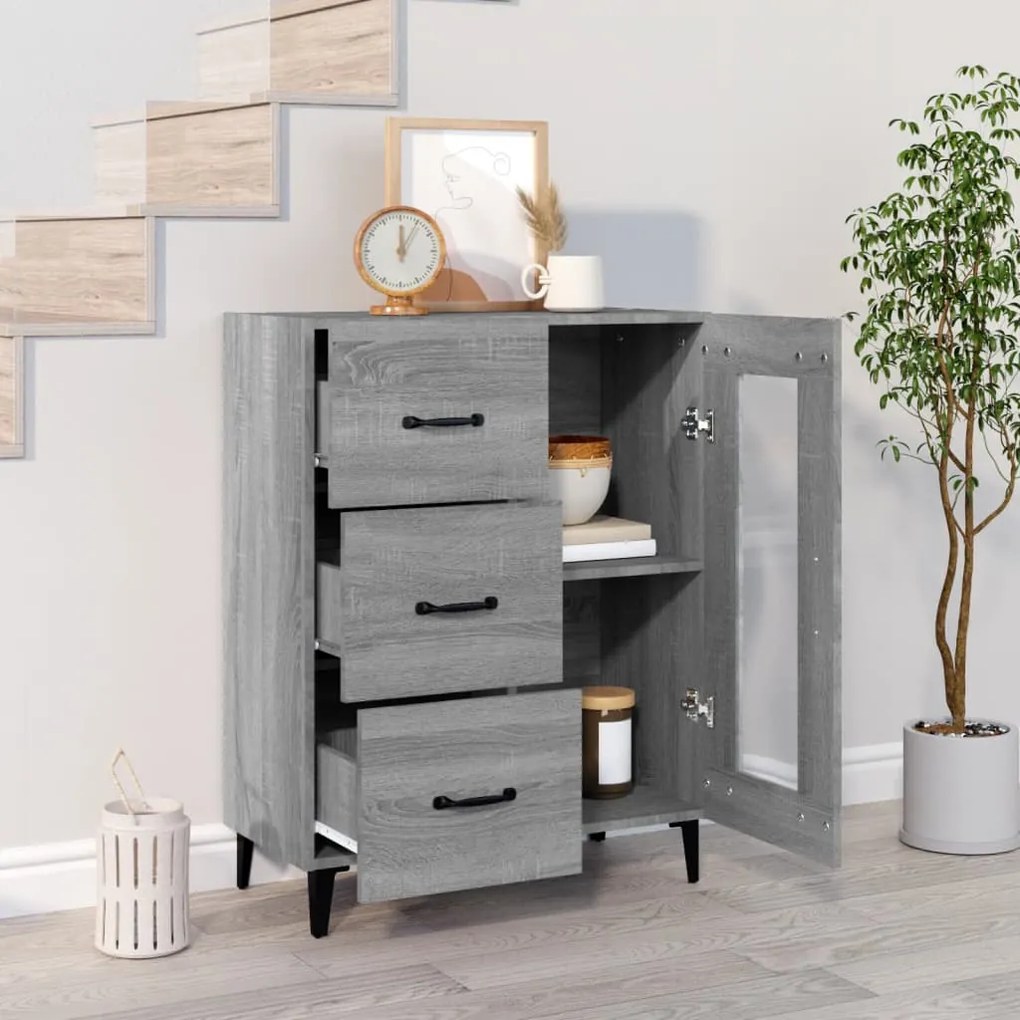 vidaXL Ντουλάπι Γκρι Sonoma 69,5 x 34 x 90 εκ. από Επεξεργασμένο Ξύλο