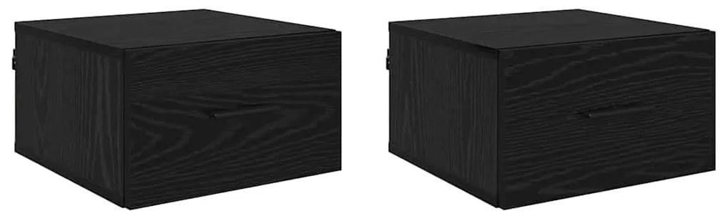 vidaXL Κομοδίνο 2 pcs Μαύρη δρυς 35 x 35 x 20 εκ Επεξεργασμένο ξύλο