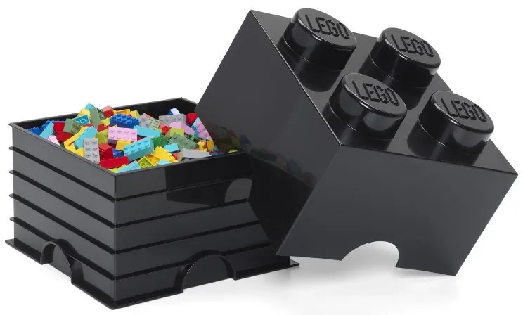 Κουτί αποθήκευσης LEGO®τετράγωνο μεγάλο μαύρο 25x25x18cm