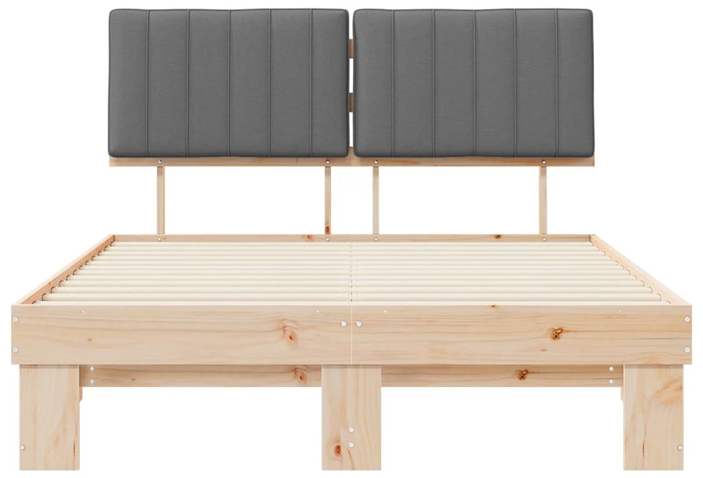 vidaXL Σκελετός Κρεβατιού με Επενδεδυμένο Κεφαλάρι Ανοιχτό γκρι