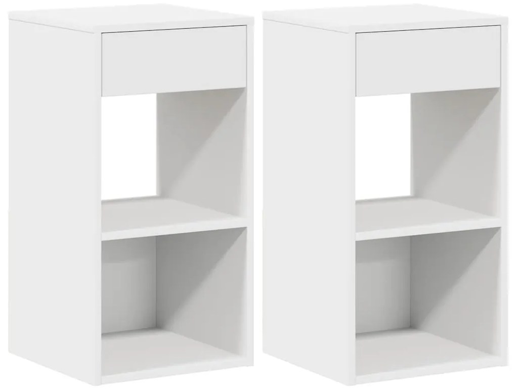 vidaXL Κομοδίνα με συρτάρι 2 τεμάχια Λευκό 35x34x66,5 cm