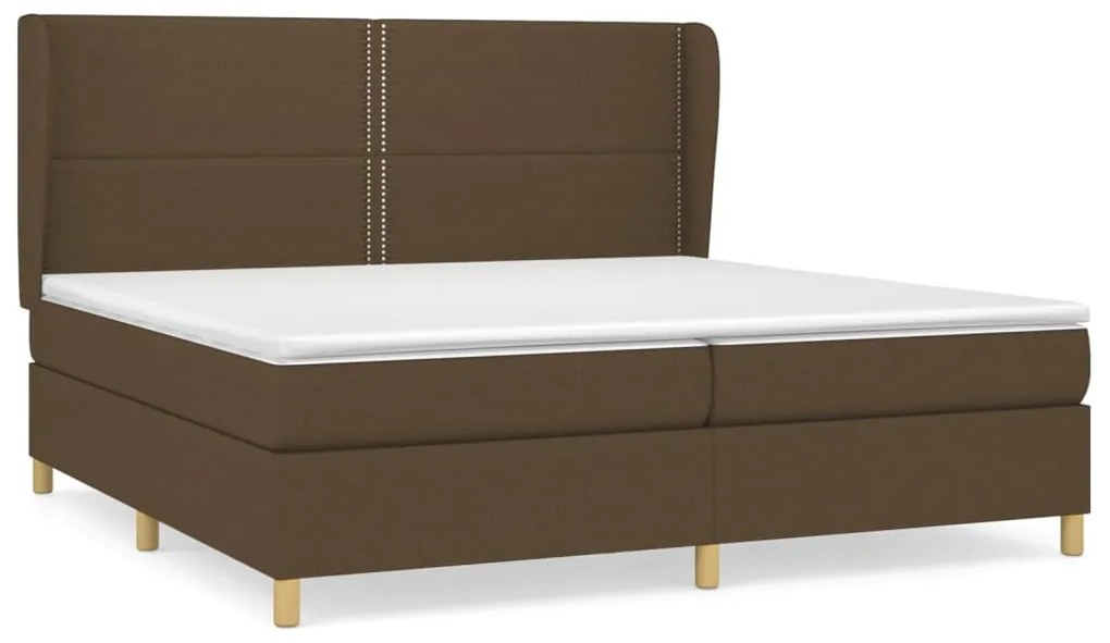 vidaXL Κρεβάτι Boxspring με Στρώμα Σκούρο Καφέ 200x200 εκ. Υφασμάτινο