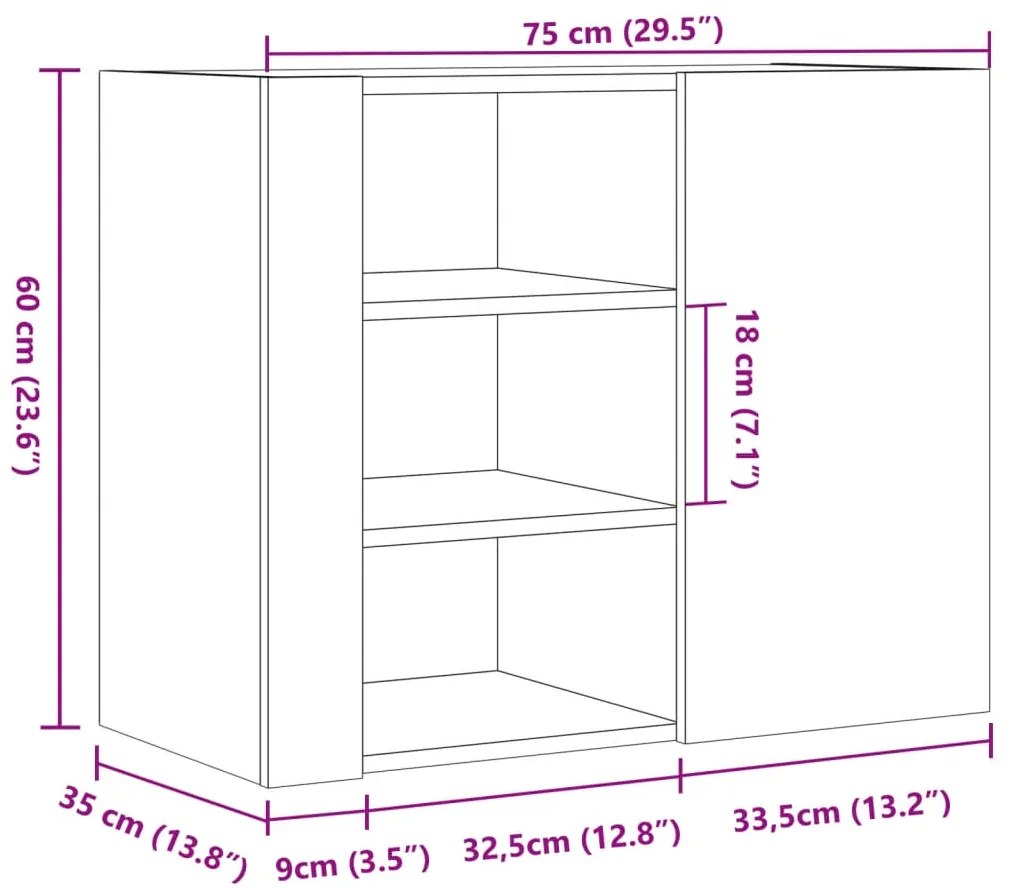 ΝΤΟΥΛΑΠΙ ΤΟΙΧΟΥ ΚΑΠΝΙΣΤΗ ΔΡΥΣ 75X35X60 ΕΚ. ΕΠΕΞΕΡΓΑΣΜΕΝΟ ΞΥΛΟ 848427