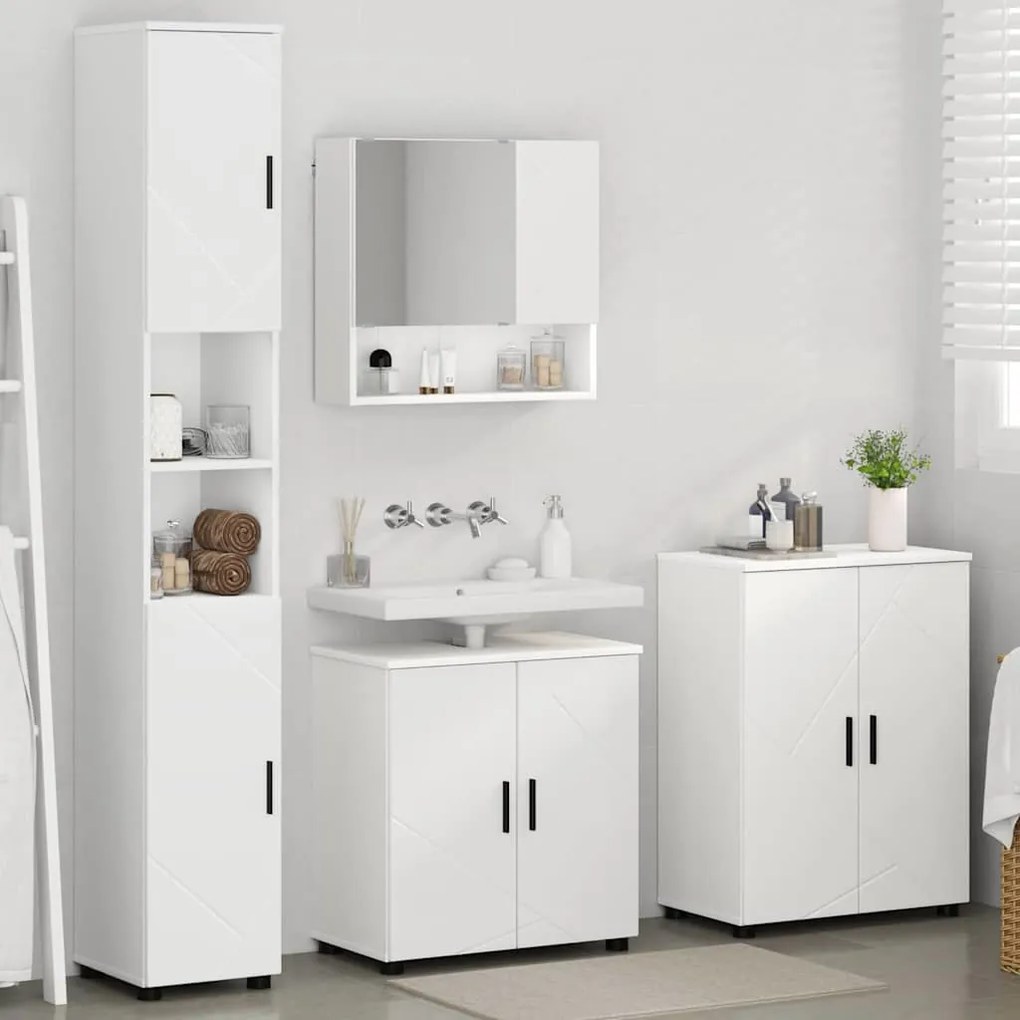 vidaXL Σετ Επίπλων Μπάνιου Επιτοίχιο 4 pcs Λευκό 61 x 35 x 64 εκ.