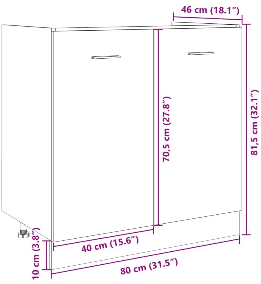 Κάτω Ντουλάπι Sonoma Δρυς 80 x 46 x 81,5 εκ. Επεξ. Ξύλο - Καφέ