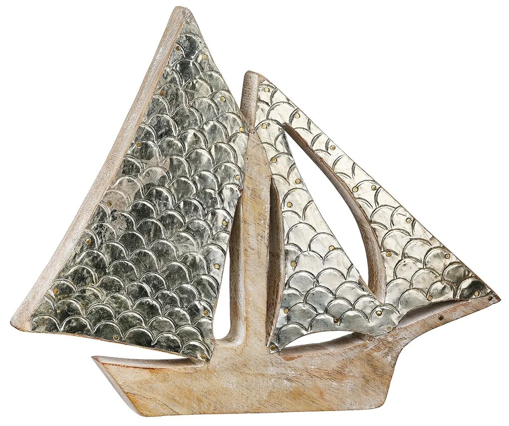 Διακοσμητικό Αντικείμενο Σκάφος Ξύλο Mango Φυσικά Χρώματα 30X3X24Cm 30X3X24Cm