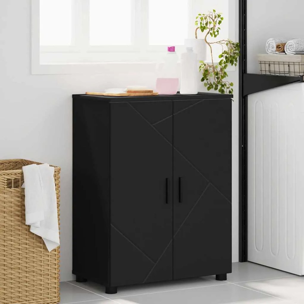 vidaXL Ντουλάπι Μπάνιου Μαύρο 60 x 35 x 80 εκ Επεξεργασμένο ξύλο