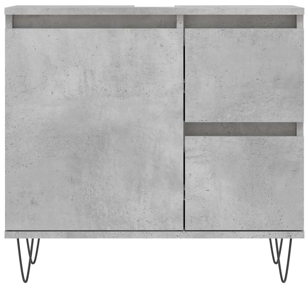 vidaXL Ντουλάπι Μπάνιου Γκρι Σκυροδέματος 65x33x60 εκ. Επεξ. Ξύλο