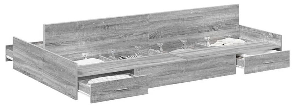 vidaXL Κρεβάτι με αποθηκευτικό χώρο Γκρι sonoma 120 x 200 cm