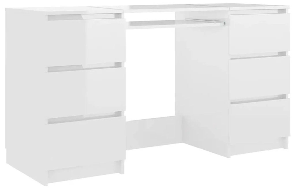 vidaXL Γραφείο Γυαλιστερό Λευκό 140 x 50 x 77 εκ. από Επεξ. Ξύλο