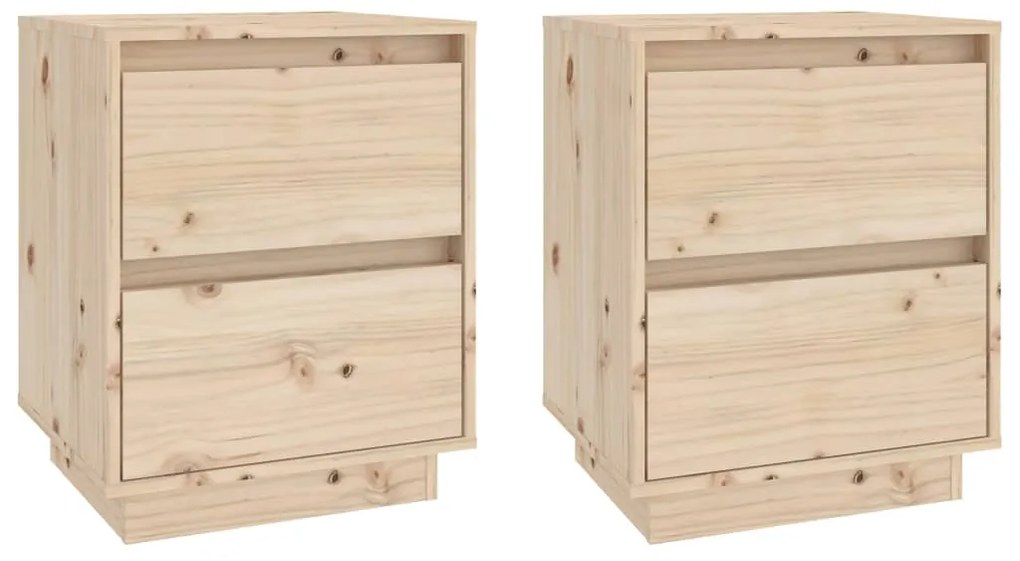 vidaXL Κομοδίνα 2 τεμ. 40 x 35 x 50 εκ. από Μασίφ Ξύλο Πεύκου