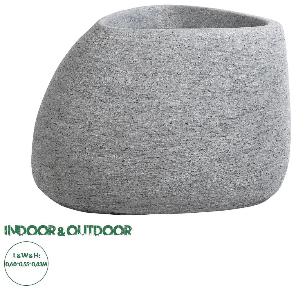 20794 GloboStar®  Artificial Garden OXFORD 20794 Επιδαπέδιο Πολυεστερικό Τσιμεντένιο Κασπώ Γλάστρα - Flower Pot Γκρι Μ60 x Π55 x Υ43cm