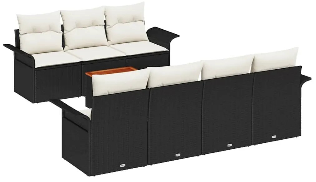 vidaXL Σετ Καναπέ Κήπου 8 pcs Μαύρο Πολυ ράταν