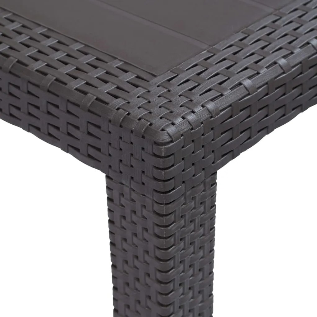 vidaXL Τραπέζι Κήπου Καφέ με Εμφάνιση Ρατάν 150x90x72 εκ. Πλαστικό