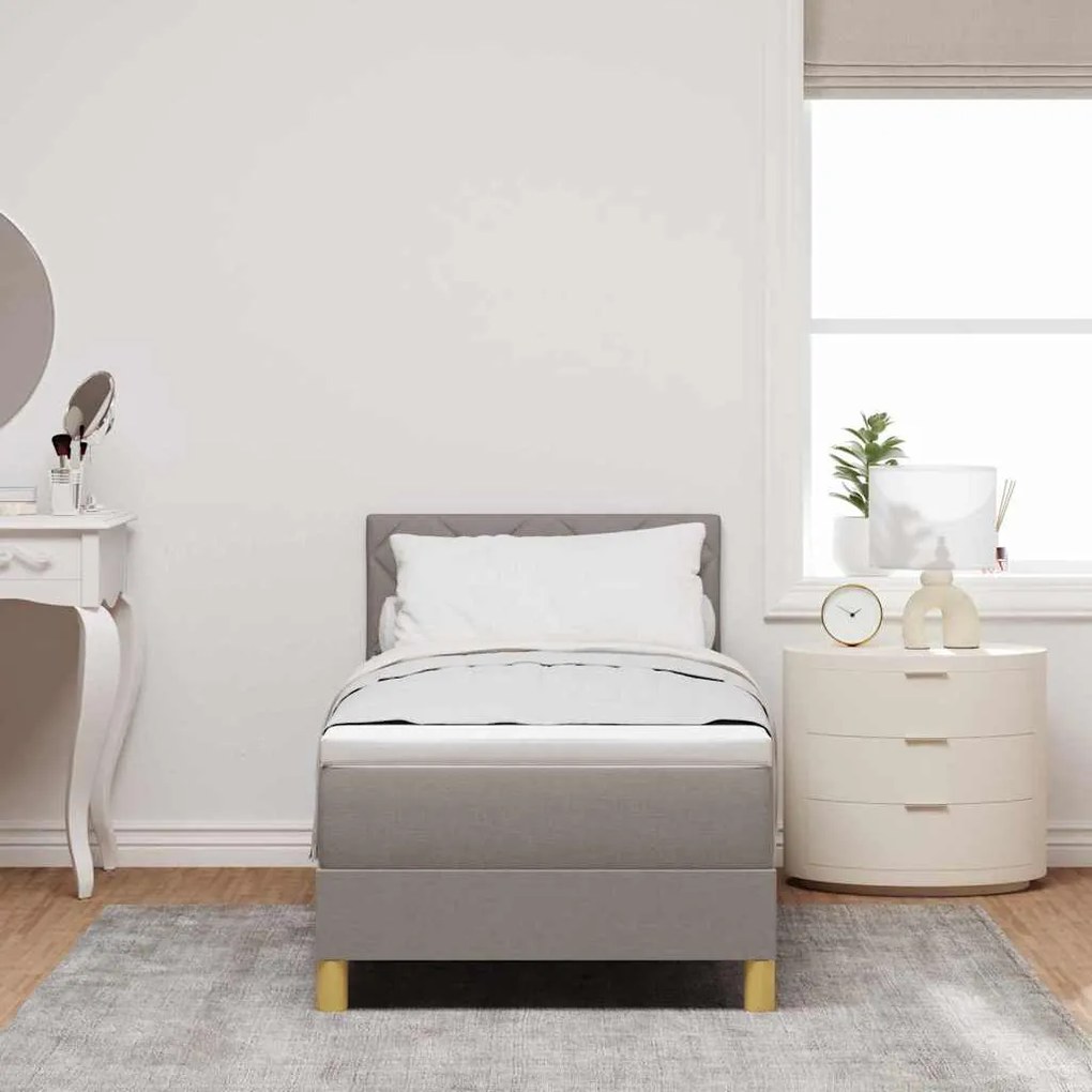 vidaXL Κρεβάτι box spring με στρώμα με στρώμα Taupe 80 x 200 cm ύφασμα