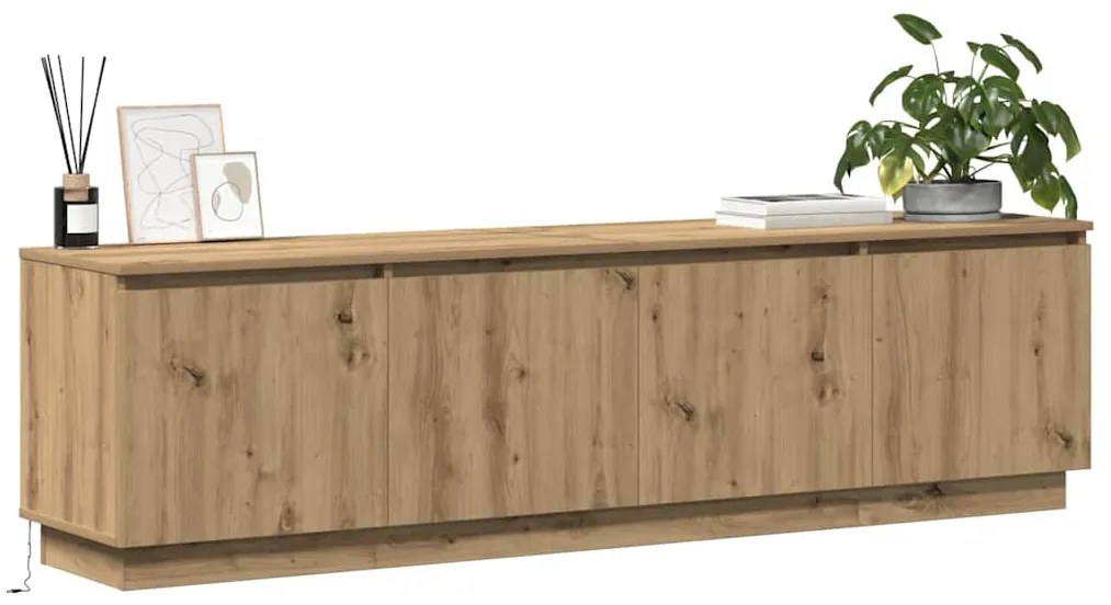 vidaXL Βιτρίνα τηλεόρασης με LED artisan δρυς 180 x 38 x 49 εκ