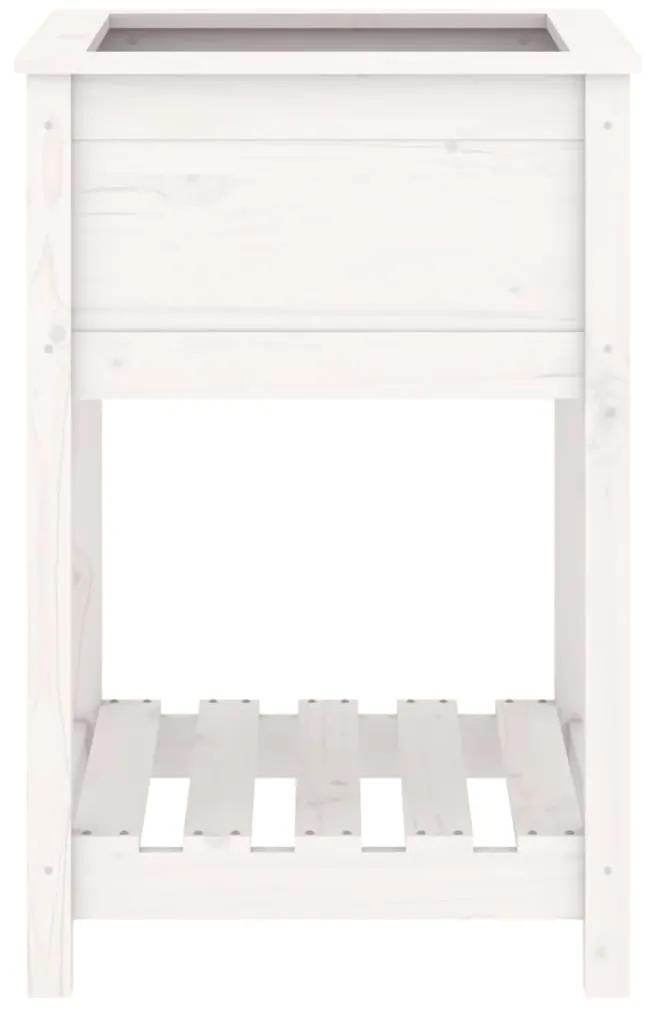 vidaXL Ζαρντινιέρα με Ράφι Λευκή 54 x 54 x 81 εκ. Μασίφ Ξύλο Πεύκου