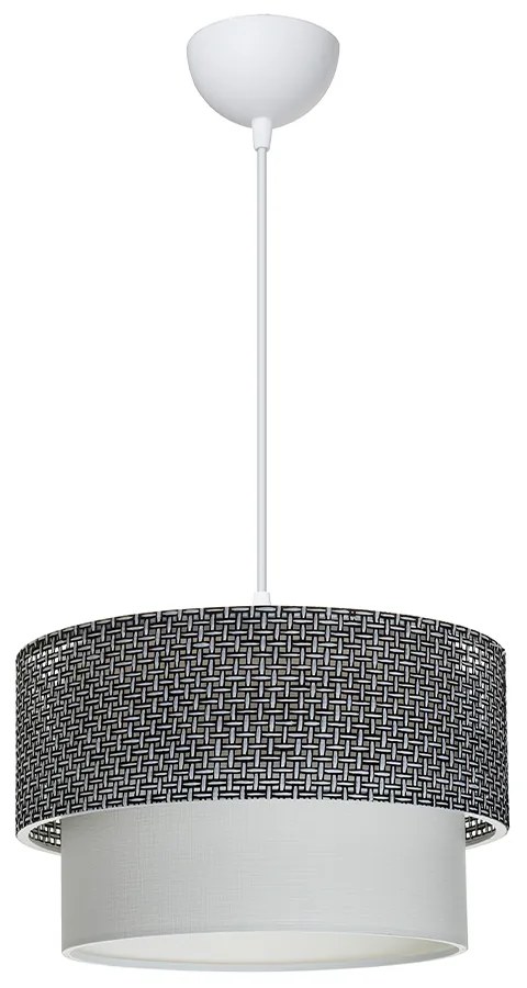 GloboStar® SISSIE 203-0139 Μοντέρνο Κρεμαστό Φωτιστικό Καπέλο Μονόφωτο 1 x E27 IP20 Μαύρο &amp; Λευκό Ύφασμα - Μ30 x Π30 x Υ93cm