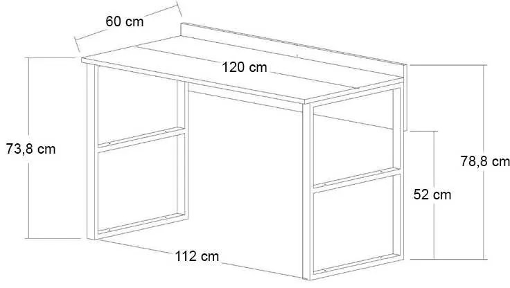 Γραφείο εργασίας Rana Megapap χρώμα καρυδί - μαύρο 120x60x78,8εκ.