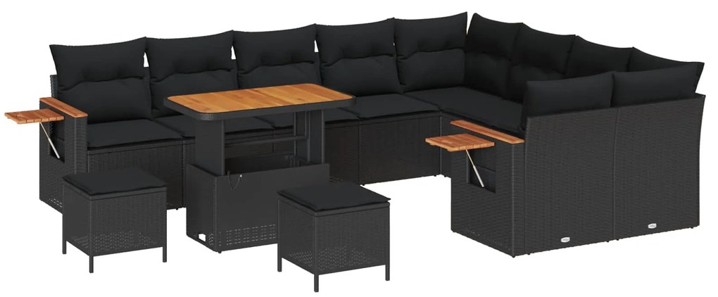 Σετ Καναπέ Κήπου με μαξιλάρι 12 pcs Μαύρο