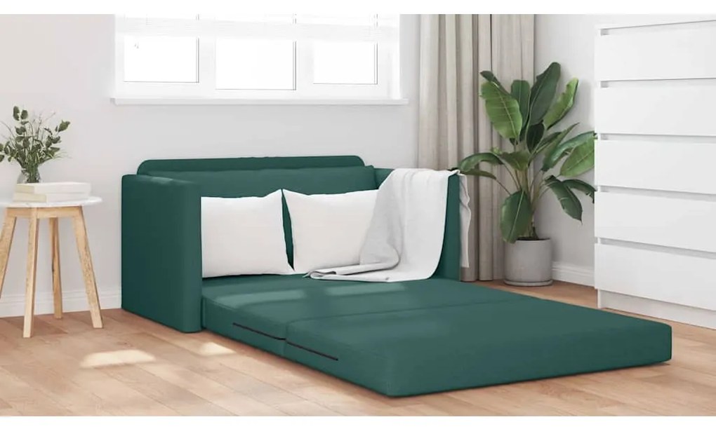 vidaXL Κρεβάτι καναπές Σκούρο πράσινο 124 x 71 x 78 εκ ύφασμα