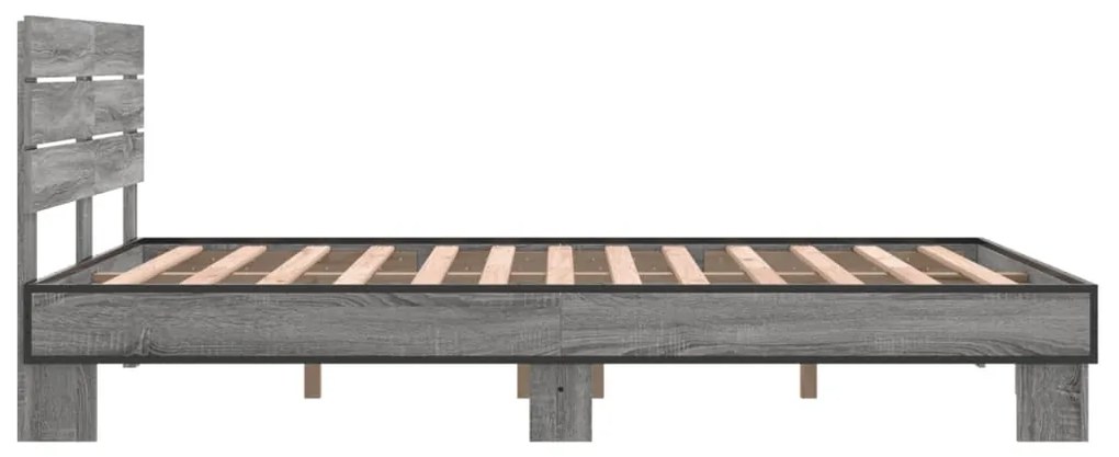 vidaXL Πλαίσιο Κρεβατιού Γκρι Sonoma 140x190 εκ. Επεξ. Ξύλο &amp; Μέταλλο