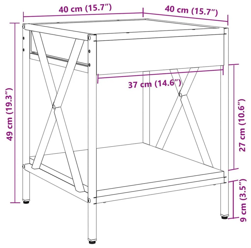 Κομοδίνο Άπειρο Φως LED Καφέ Δρυς 40x40x49 εκ. - Καφέ