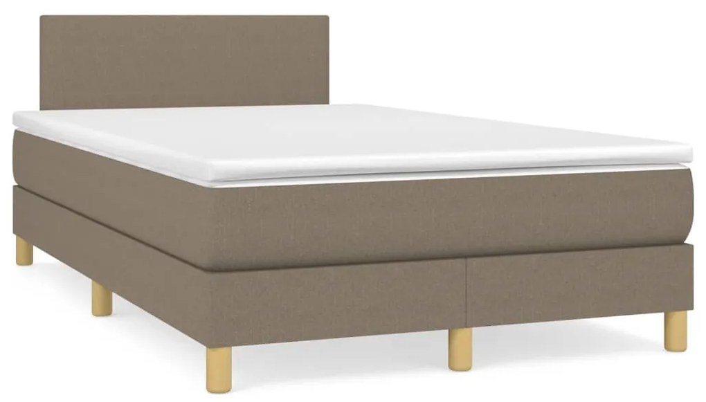 vidaXL Κρεβάτι Boxspring με Στρώμα & LED Taupe 120x190 εκ. Υφασμάτινο