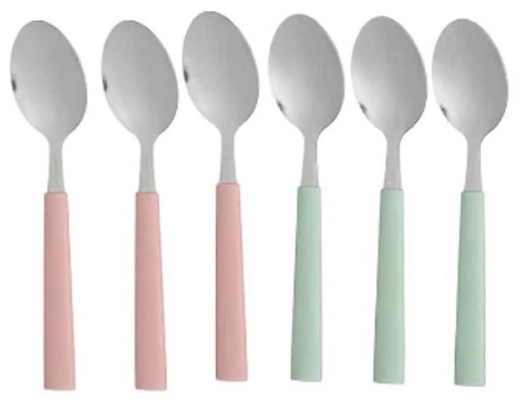 Σετ κουτάλια για επιδόρπιο Kinvara Πράσινο Ροζ Ασημί Ανοξείδωτο ατσάλι Πλαστική ύλη 15,7 cm 9 x 24 x 3 cm Επιδόρπιο (12 Μονάδες)