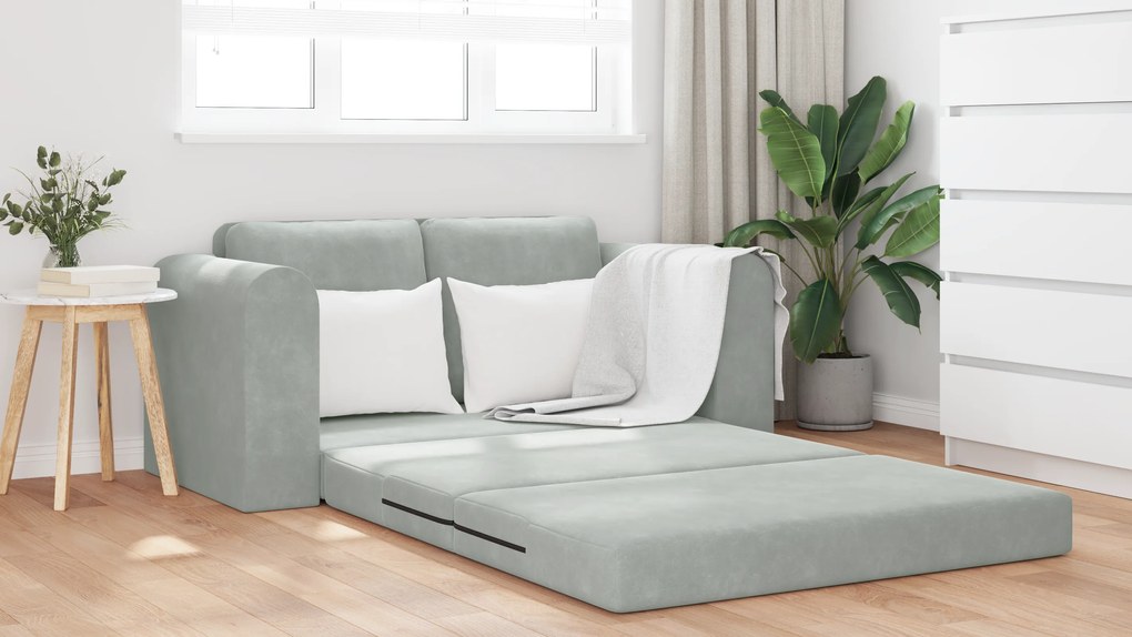 vidaXL Καναπές Κρεβάτι 2 σε 1 Ανοιχτό Γκρι 148x71x83 cm Βελούδο