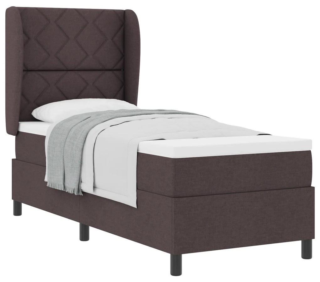 vidaXL Κρεβάτι Box Spring με Ματράς - Σκούρο Καφέ, 80x200 εκ., Ύφασμα