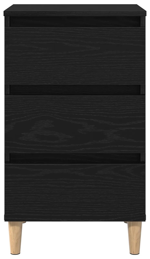 vidaXL Κομοδίνο με Ξύλινο Πόδι Μαύρη Δρυς 40x35x69 εκ