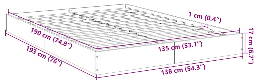 ΠΛΑΙΣΙΟ ΚΡΕΒΑΤΙΟΥ ΓΚΡΙ ΣΚΥΡΟΔΕΜΑΤΟΣ 135X190 ΕΚ. ΕΠΕΞΕΡΓ. ΞΥΛΟ 842045