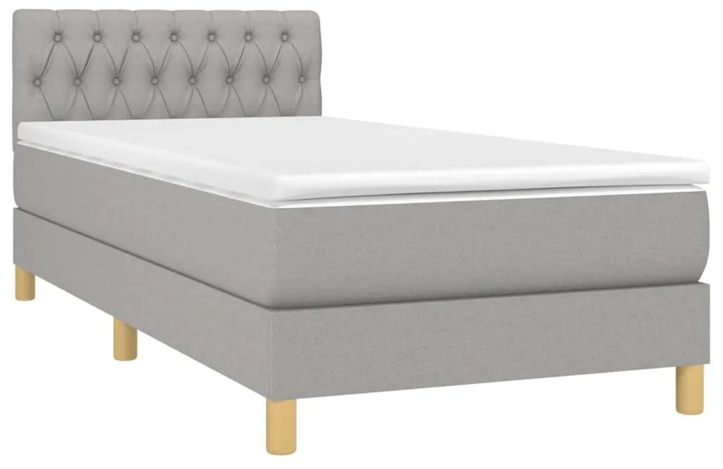 vidaXL Κρεβάτι Boxspring με Στρώμα Ανοιχτό Γκρι 80x200 εκ. Υφασμάτινο