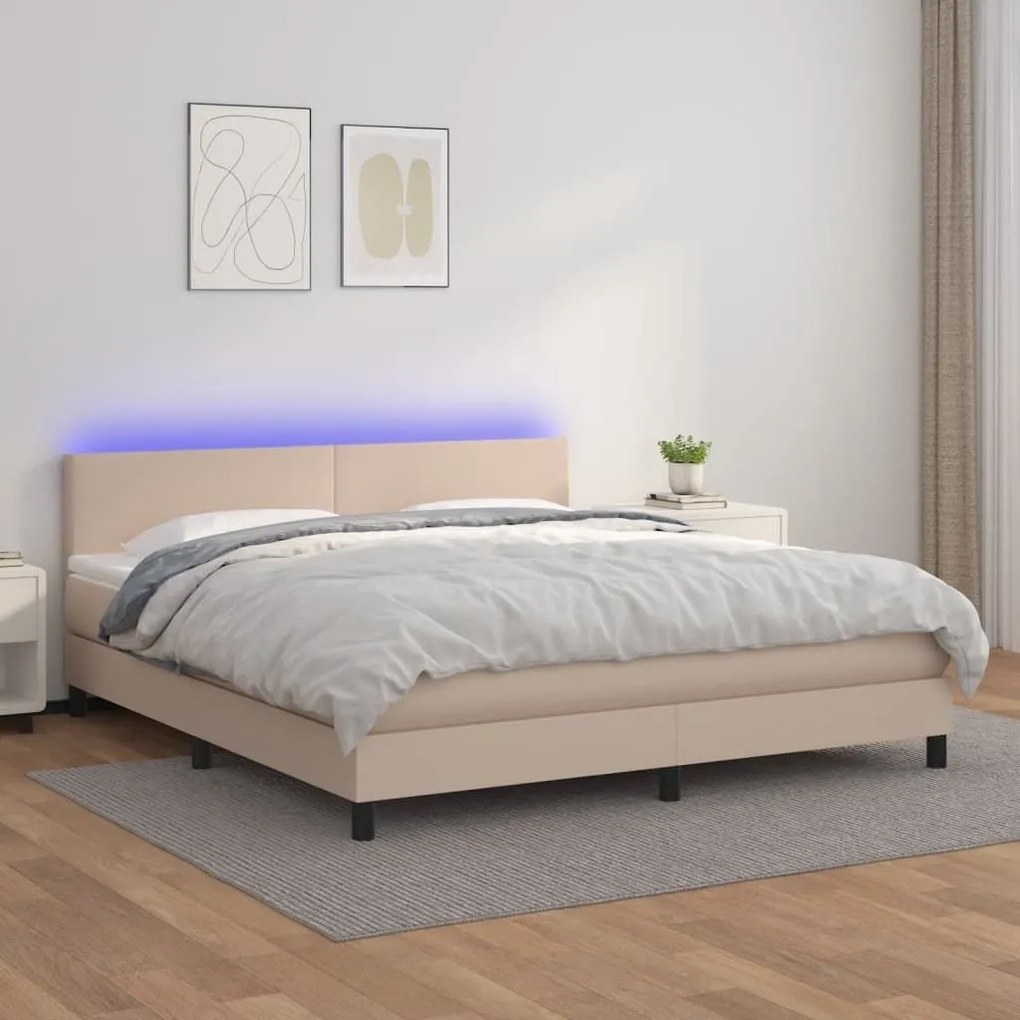 ΚΡΕΒΑΤΙ BOXSPRING ΣΤΡΩΜΑ&amp;LED ΚΑΠΟΥΤΣΙΝΟ 160X200 ΕΚ. ΣΥΝΘ. ΔΕΡΜΑ 3134116