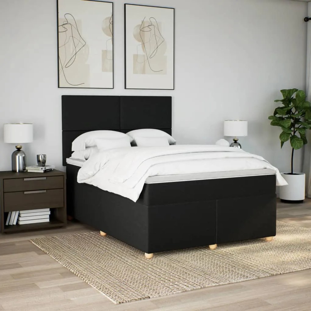 ΚΡΕΒΑΤΙ BOXSPRING ΜΕ ΣΤΡΩΜΑ ΜΑΥΡΟ 140X190 ΕΚ. ΥΦΑΣΜΑΤΙΝΟ 3293570