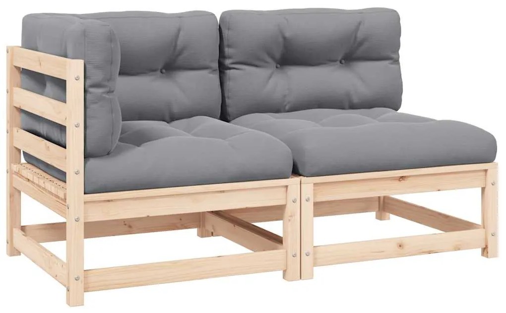 vidaXL Σαλόνι Κήπου Σετ 2 Τεμαχίων από Μασίφ Ξύλο Πεύκου με Μαξιλάρια